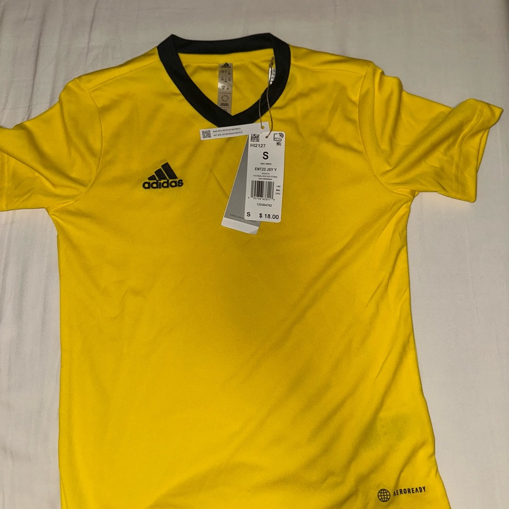 Adidas Yellow and Black Soccer Jersey